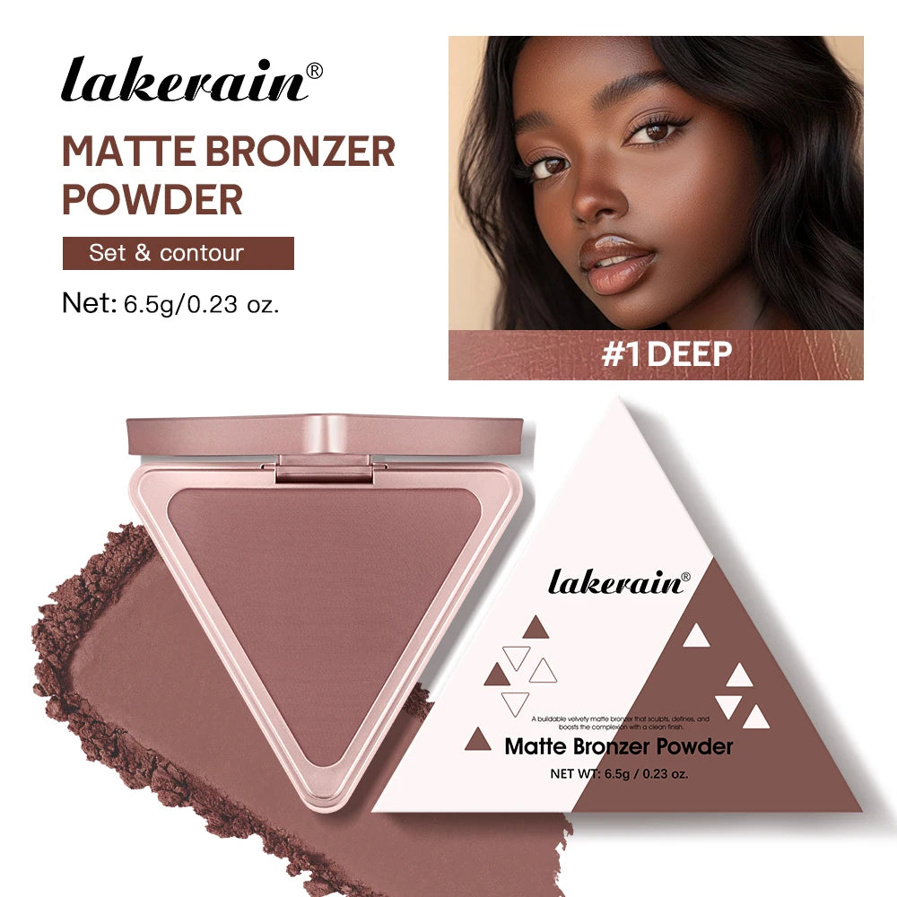 Lakerain Matte Bronzer Powder Long Lasting Makeup Effect Waterproof Sweatproof Setting Powder Oil Control Bronzer Face Makeup Oasis Select DEEP
