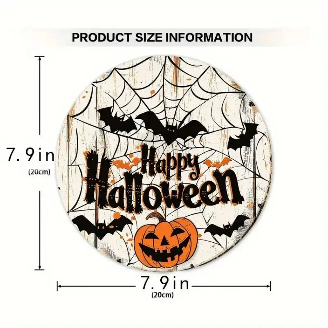 Halloween Wooden Wreath Logo Retro Pumpkin Head Horror Art Decoration Home Garden Courtyard Wooden Hanging Pendant Outdoor Props Oasis Select Style 16