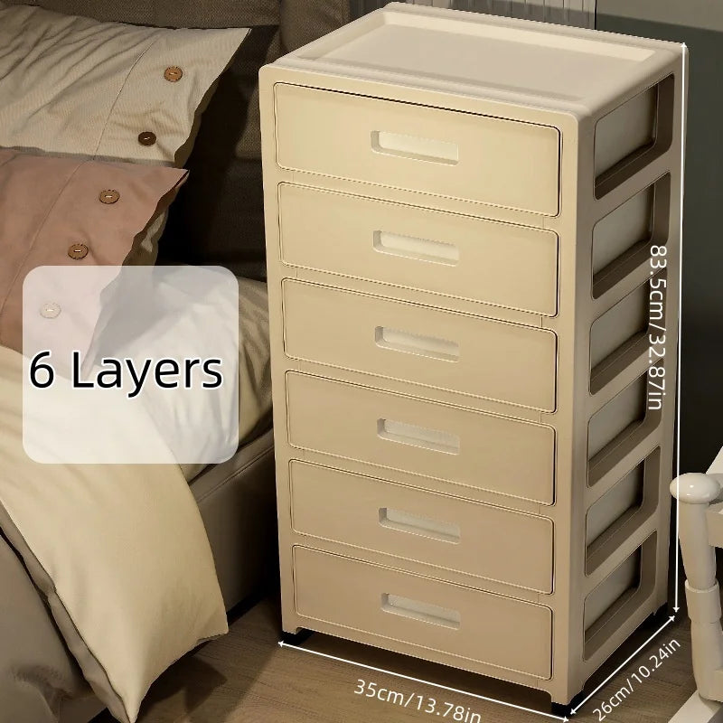 Large Capacity Storage Cabinet with Rolling Wheels,3-6 Tier, for LivingRoom/Bedroom/StudyOrganization,Cream Color Oasis Select 6 Layers