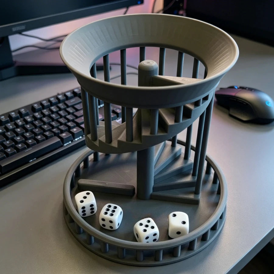 3D Printed Cage‑Style Spiral Staircase Dice Tower Roller Tray Fair Random Rolling for DND RPG MTG Tabletop Role‑Playing Game Oasis Select