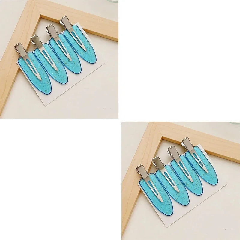 4pcs No Bend Seamless Hair Clips Side Bangs Fix Fringe Barrette Makeup Washing Face Accessories Women Girls Styling Hair Pins Oasis Select Translucent blue 8