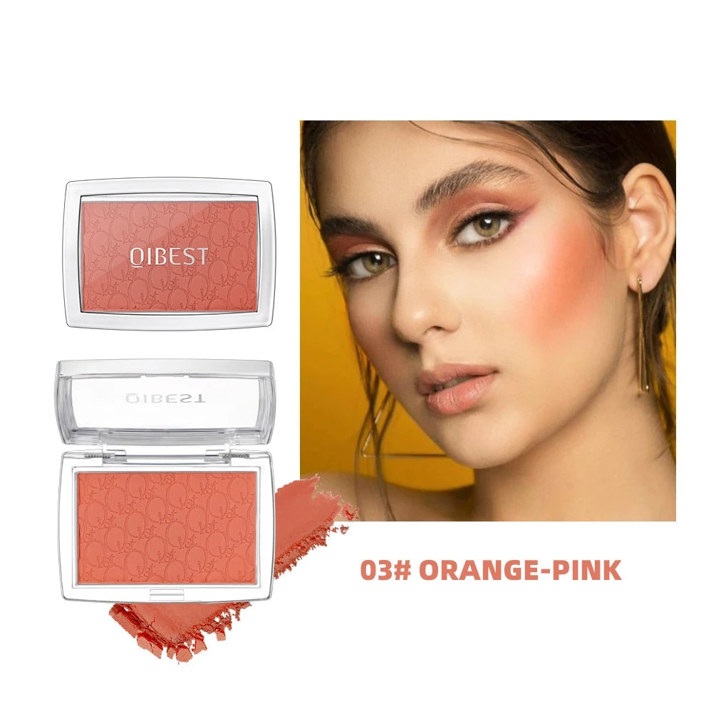 QiBest 3D Embossed Blush Palette – Peach, Pink & Coral Shades