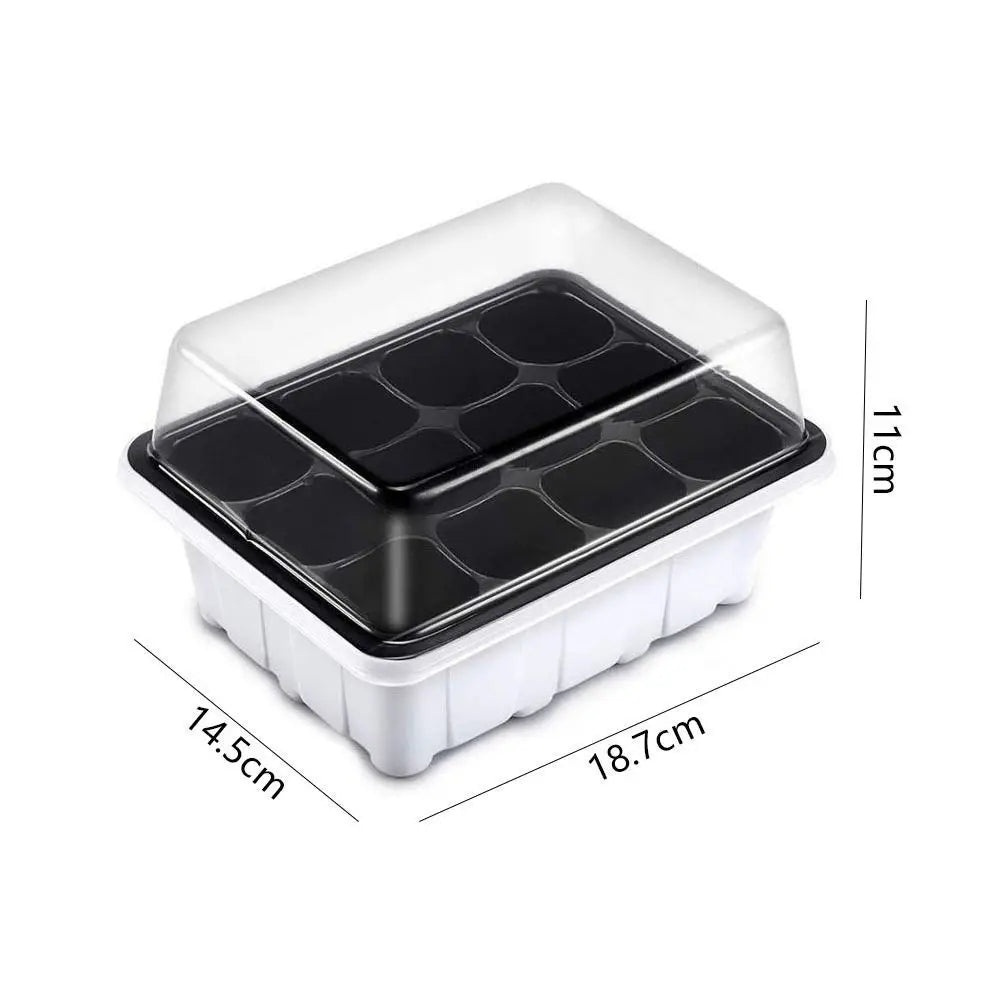With Cover 12 Cells Seedling Trays White Square Portable Nursery Box Set Breathable Germination Box Greenhouse Oasis Select