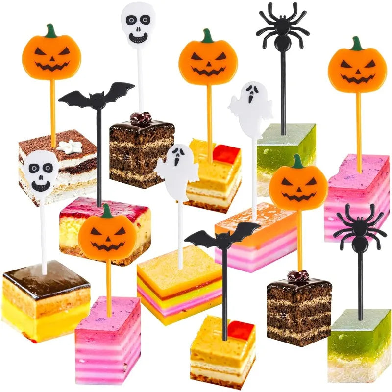 10pcs/set Cartoon Children Cake Dessert Pick Toothpick Lunch Pick Halloween Fruit Fork Food Fork Bento Lunches Party Decoration Oasis Select