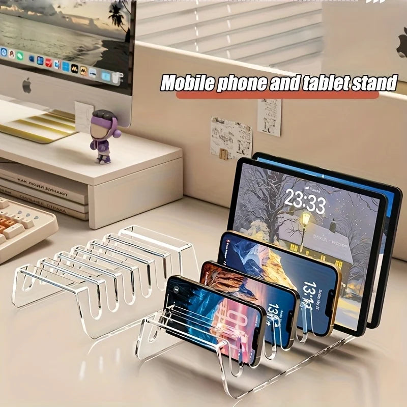Desktop Phone And Tablet Stand Clear Acrylic Holder Multiple Device Charging Display Organizer Rack Multi Desk Office Storage Oasis Select