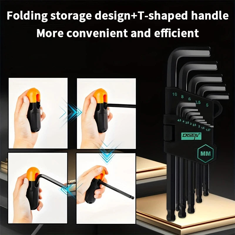 Allen Key Screwdriver Set with Handle for Motorcycles and Bicycles, Universal Torque Long Metric Oasis Select