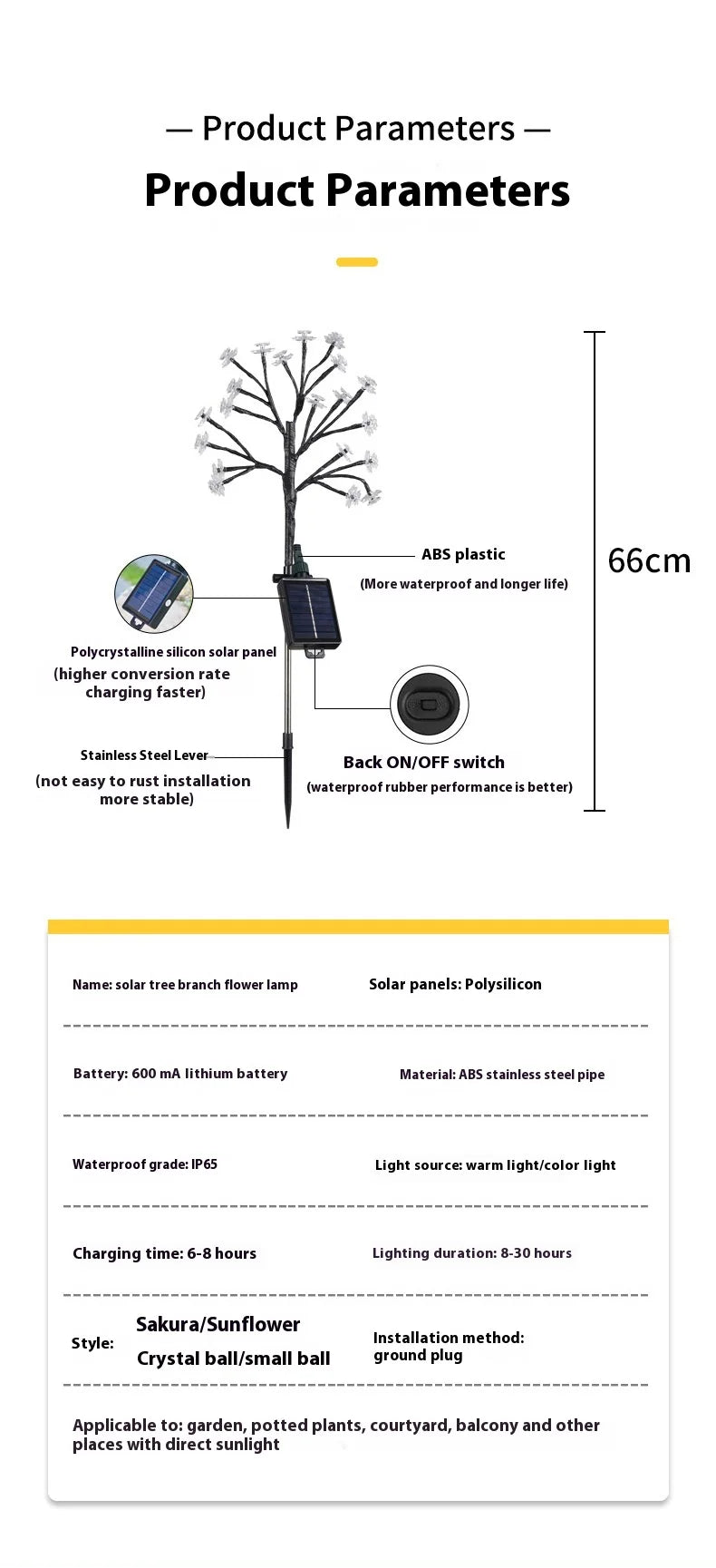Solar-powered Cherry Blossom Branch Lights, Colorful Firefly Lights, LED Garden Outdoor Lawn Ground Insert Lights Oasis Select
