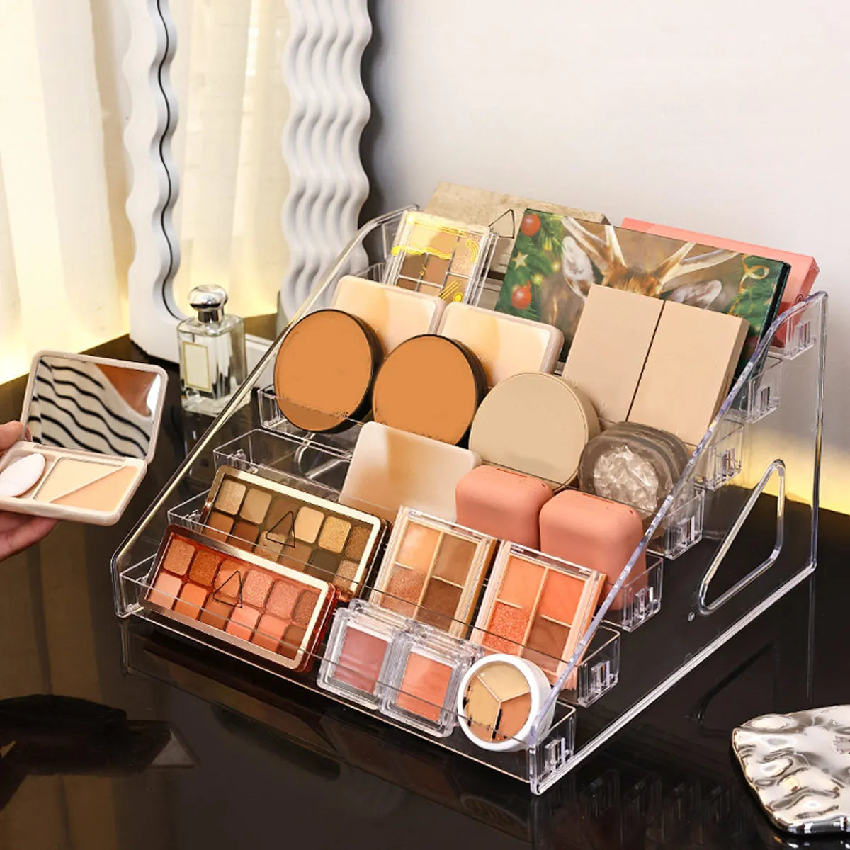 1pc Transparent Multi-layer Cosmetics Storage Rack, Powder, Lipstick Display Rack, Dresser Storage Rack, Nail Polish Rack Oasis Select