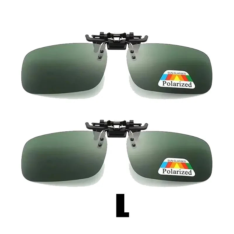 1/2/3PCS Polarized Sunglasses Clip For Driving Night Vision Glasses UV400 Outdoor Sunshade High Definition Sunglasses Clip Oasis Select Green L x2Pcs