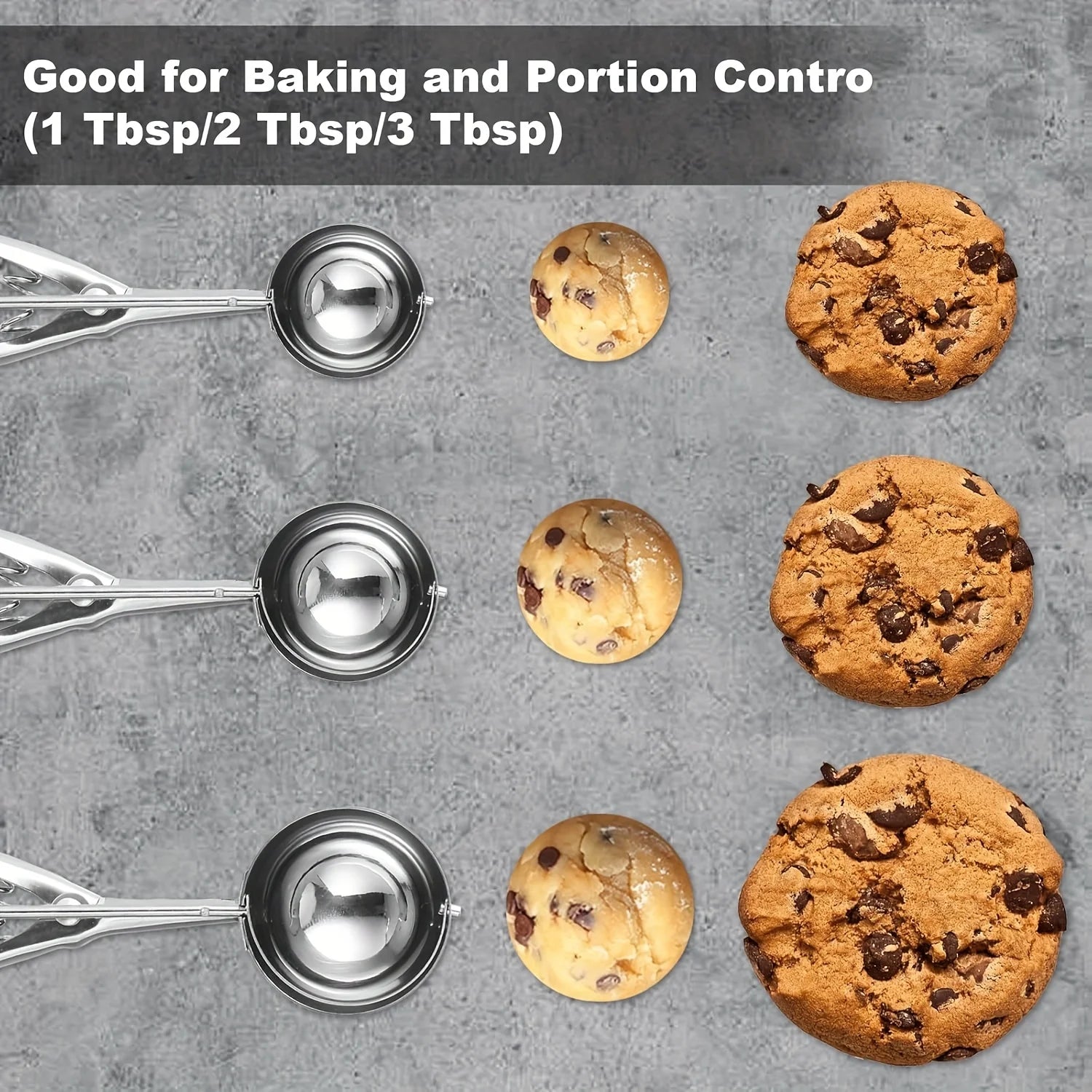 2pcs Stainless Steel Trigger Ice Cream Scoop, 201 Stainless Steel Cookie Dough for Muffins Meatballs Melon Balls Kitchen Tools ﻿ Oasis Select