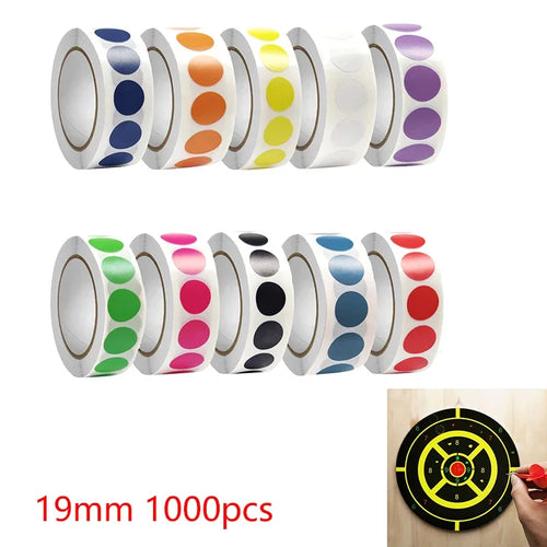 1000Pcs/Roll 19mm Round Color-Code Dot Labels Adhesive Shooting Sticker for Archery Bow Hunting Practice Training Targets Oasis Select