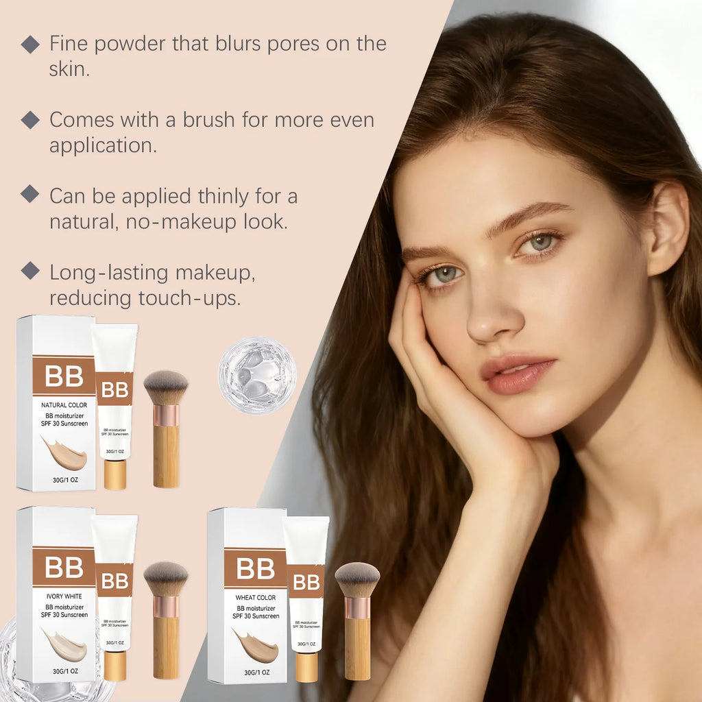 Sunscreen BB Cream Cover Face Fine Lines Prevent Sun Burn Brightening Skin Concealer Liquid Foundation Makeup Kit SPF 30 PA +++ Oasis Select