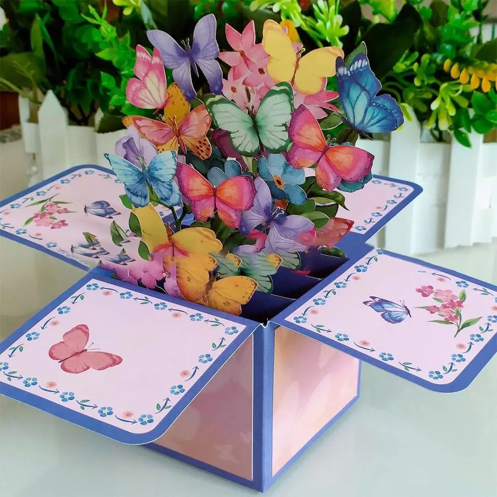 Day for Birthday Anniversary Greeting Card Daisy/Carnation Paper Flowers 3D Pops-up Bouquet Rose/Lily/Sunflower/Tulip Oasis Select 1