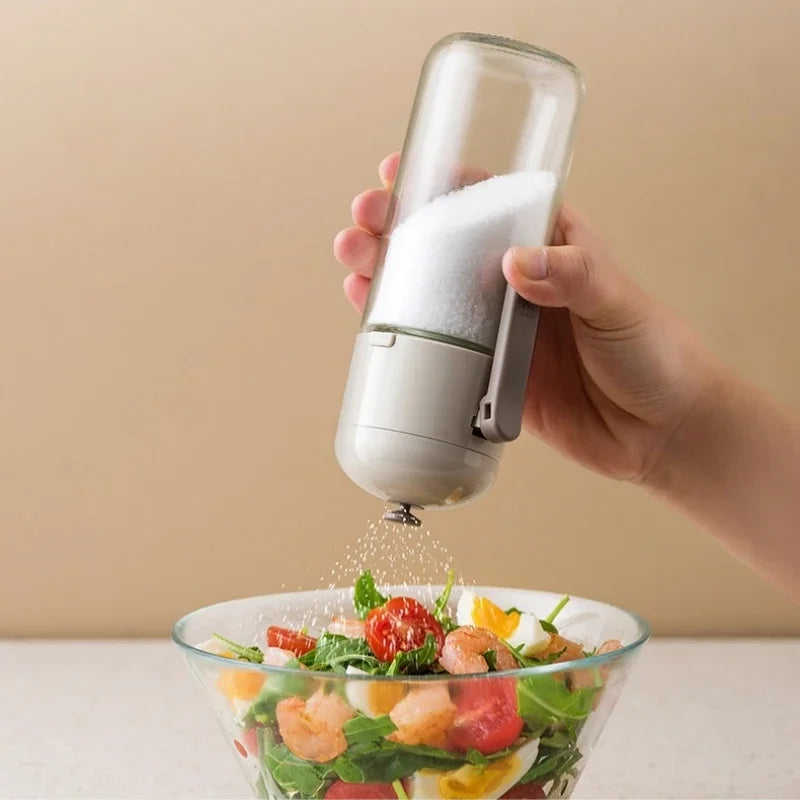 Kitchen Cooking Salt and Pepper Shakers Quantitative Glass Seasoning Bottle Each Press 0.5g Metering Household Salt Jar Oasis Select