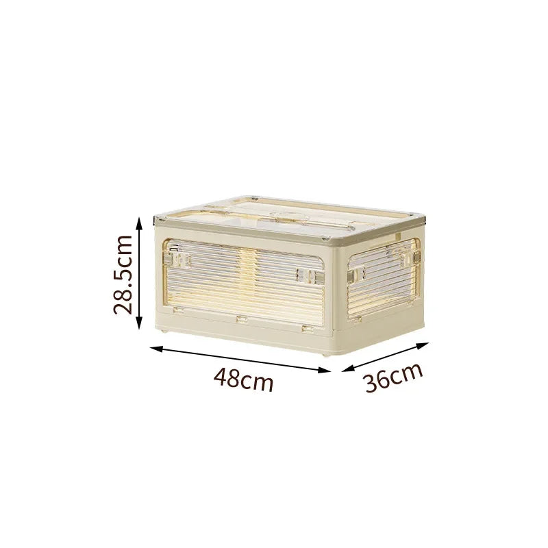 Cream wind folding storage box Bedroom multi-functional storage box Free stacking Large capacity transparent visual storage box Oasis Select Type E