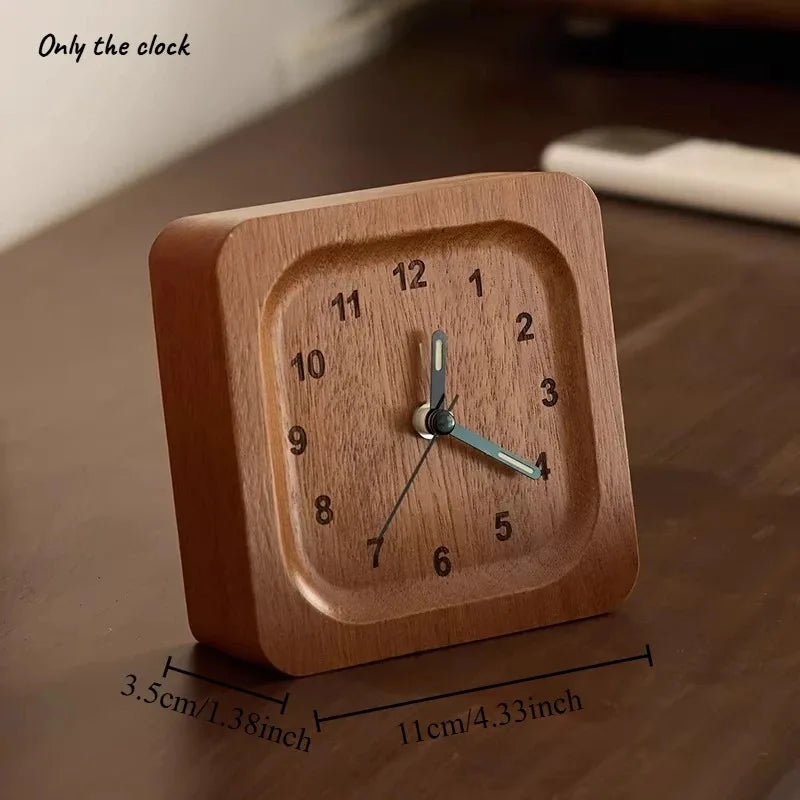 Simple and Luxurious Hollow Desktop Silent Desk Clock Ornament Creative Black Walnut Small Clock Fashionable Oasis Select Ebony square