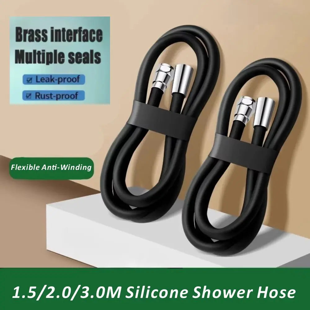 New 1pcs 1.5/2/3M Silicone Flexible Hose Bathroom Shower Tube Extension Tube Water Pipe Draw Tube Bathroom Accessories Oasis Select