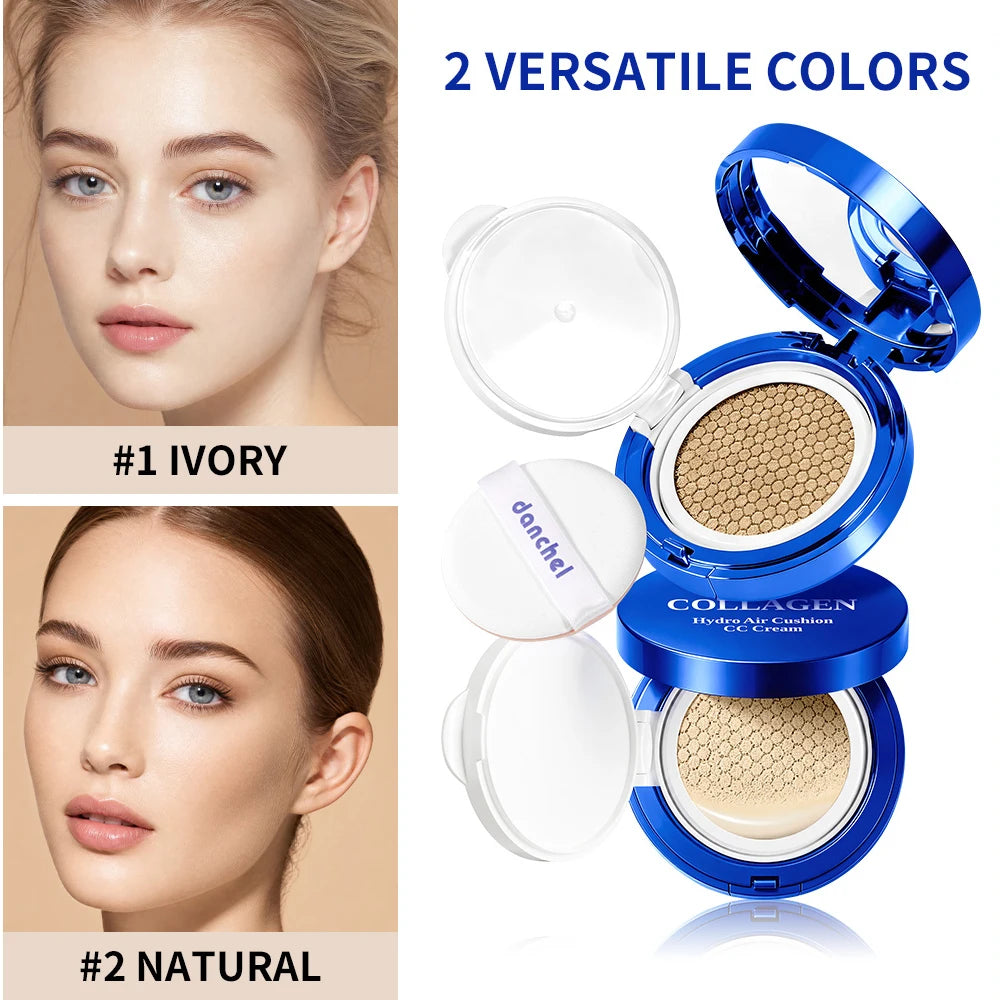 Collagen CC Cream Air Cushion Foundation Long-Wearing Hydrating Natural Concealing Foundation Waterproof Sweatproof Face Makeup Oasis Select
