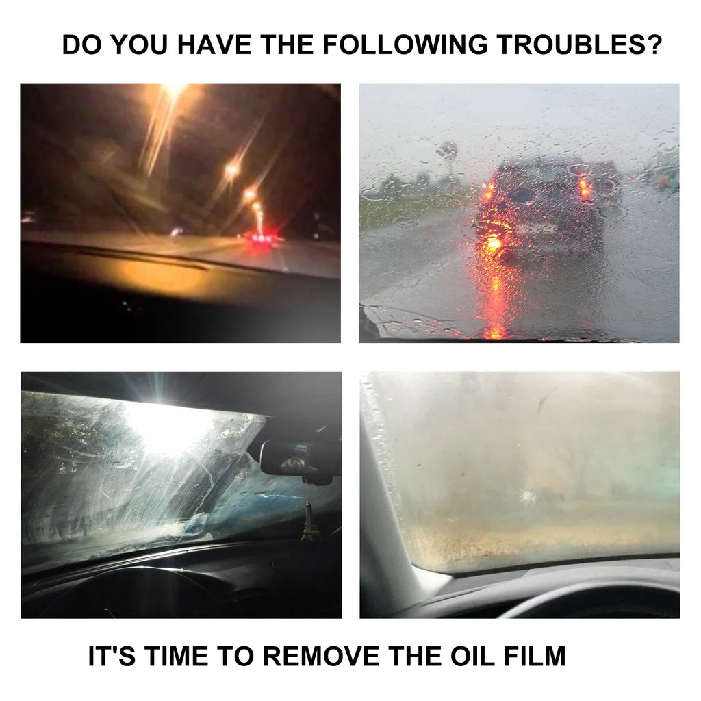 Car Glass Oil Film Remover Remove Stubborn Oil Film Dirt Stain Anti Smear Not Scratch Glass Restore Clarity Car Glass Cleaner Oasis Select