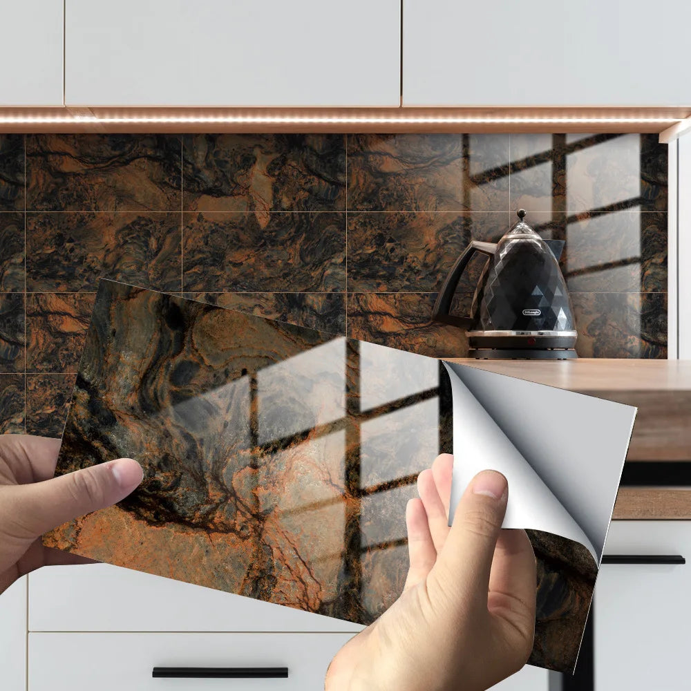 Imitation Marble Grain Tile Paste Thick Cover Crystal Film Decorative Renovation Wall Paste Wallpaper Wall Stickers Oasis Select DLS068 32pcs
