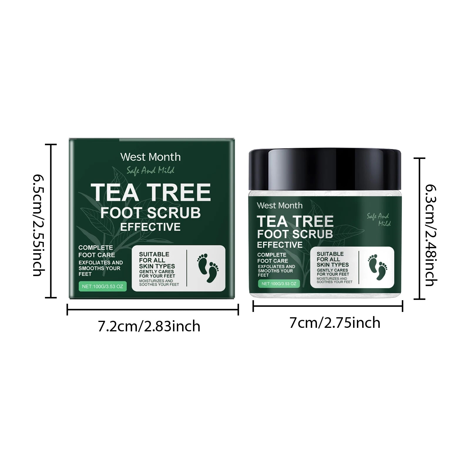 Exfoliating Tea Tree Foot Scrub Helps Remove Dead Skin Soften Rough Dry Feet Skin Cleansing Moisturizing Smooth Cracked Heels Oasis Select