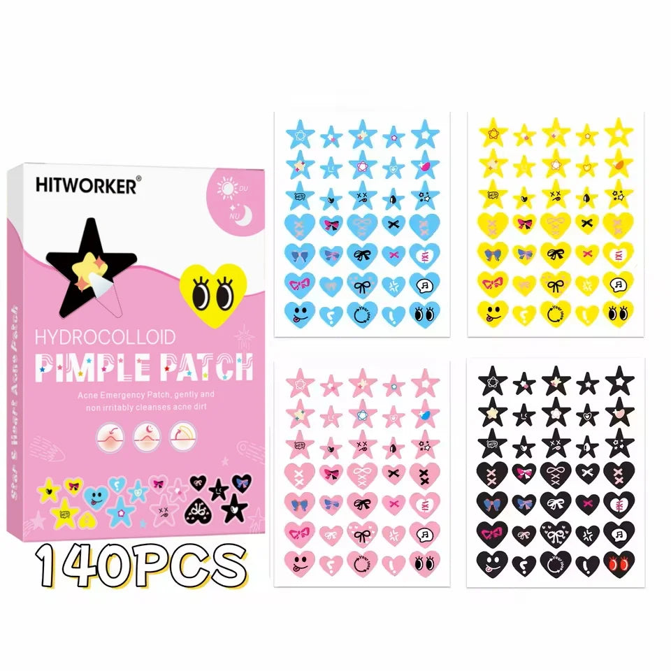 280/140pcs Color Water Colloidal Acne Patch - Alcohol free, odorless, non irritating, cute star shaped invisible acne patch Oasis Select 140pcs