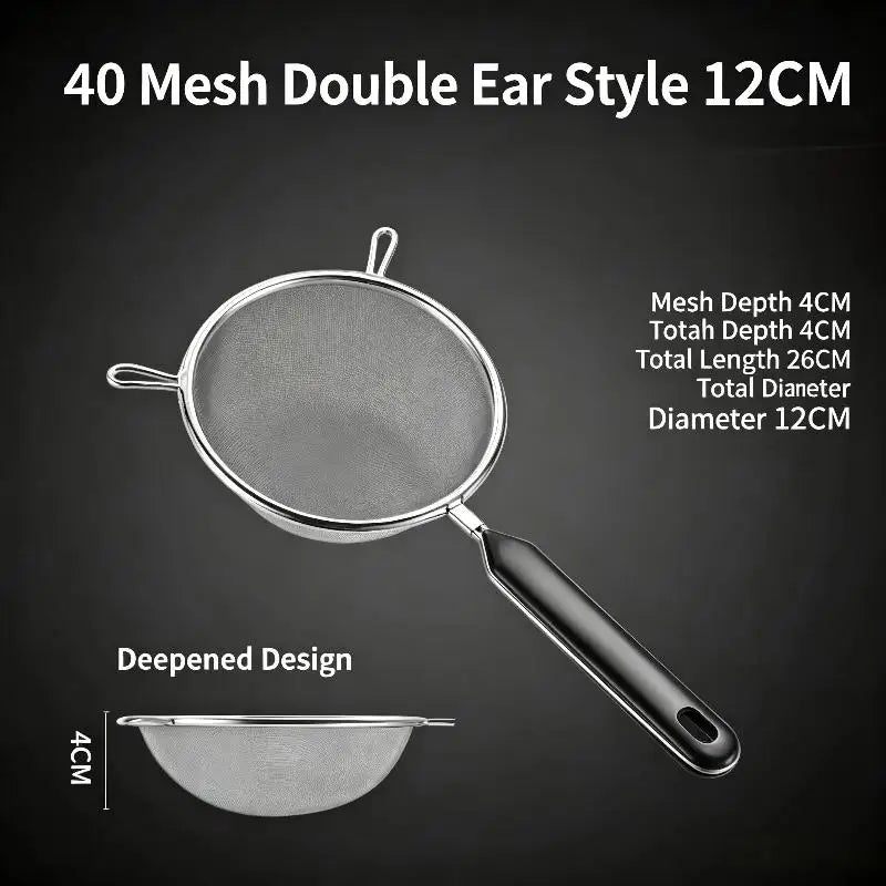 Ergonomic Kitchen Strainer with Non-Slip Handle & Hook Food Safe for Christmas Recipe Prep Fruit Vegetable Draining Oasis Select E