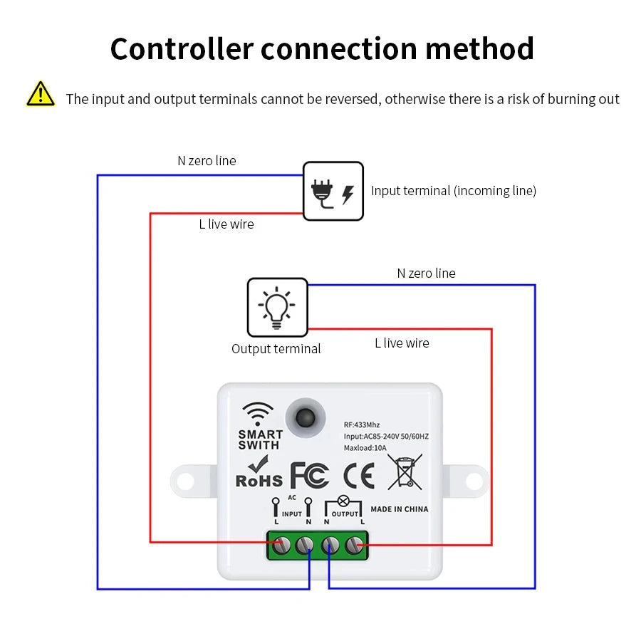 RF 433MHz Wireless Remote Light Switch 10A Relay AC 110V 220V Wireless Remote Switch Oasis Select