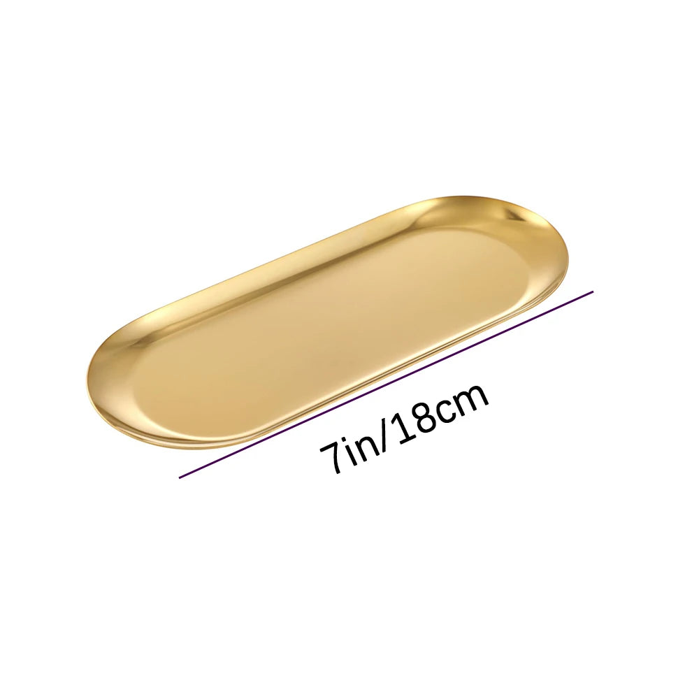 1/2 Stainless Steel Trays, Decorative Trays, Earring Sorting Trays Nordic Style for Bathroom Bedroom and Living Room Towel Trays Oasis Select 1pc 18cm