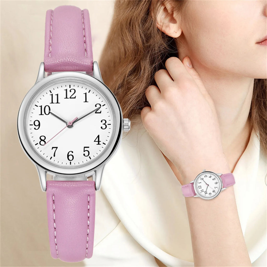 Women's Japanese Quartz Watch | Leather Strap Arabic Numerals Women's Quartz Watch Oasis Select Purple