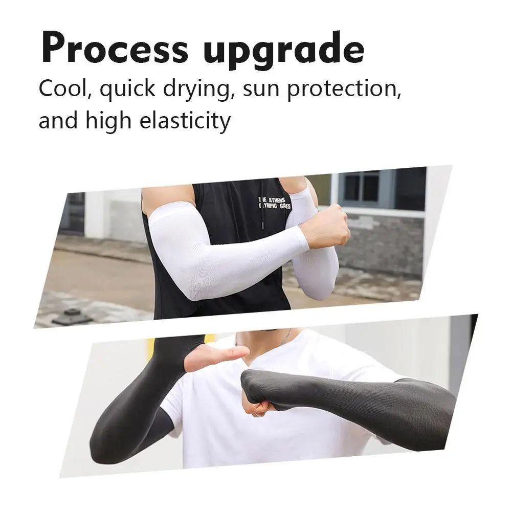 1 Pair Summer Sunscreen Sleeves Ice Silk Men's Plus Size Arm Protection UV Protection Gloves Arm Sleeves Quick Dry Arm Warmer Oasis Select