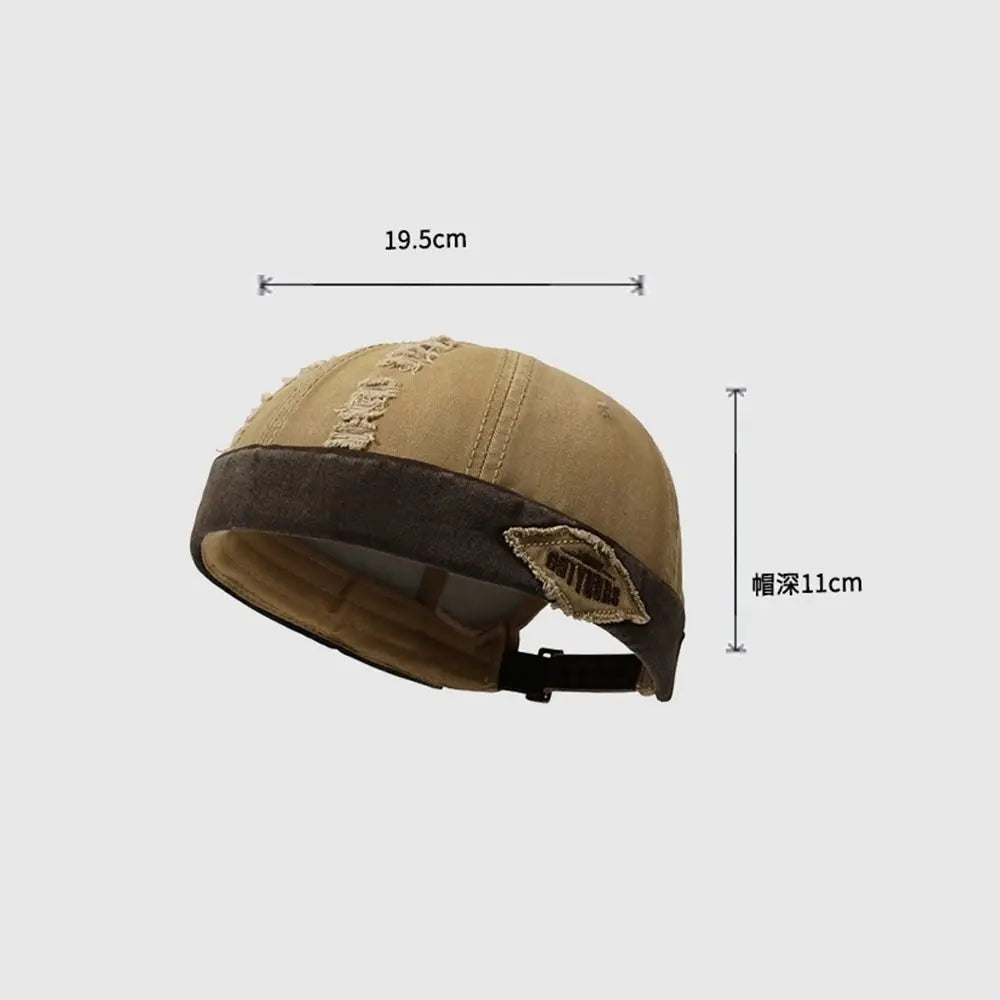 Casual Broken Hole Melon Skin Hat Lightweight Streetwear Hip Hop Cap Sun Protection Quick Drying Skullcap Outdoor Oasis Select