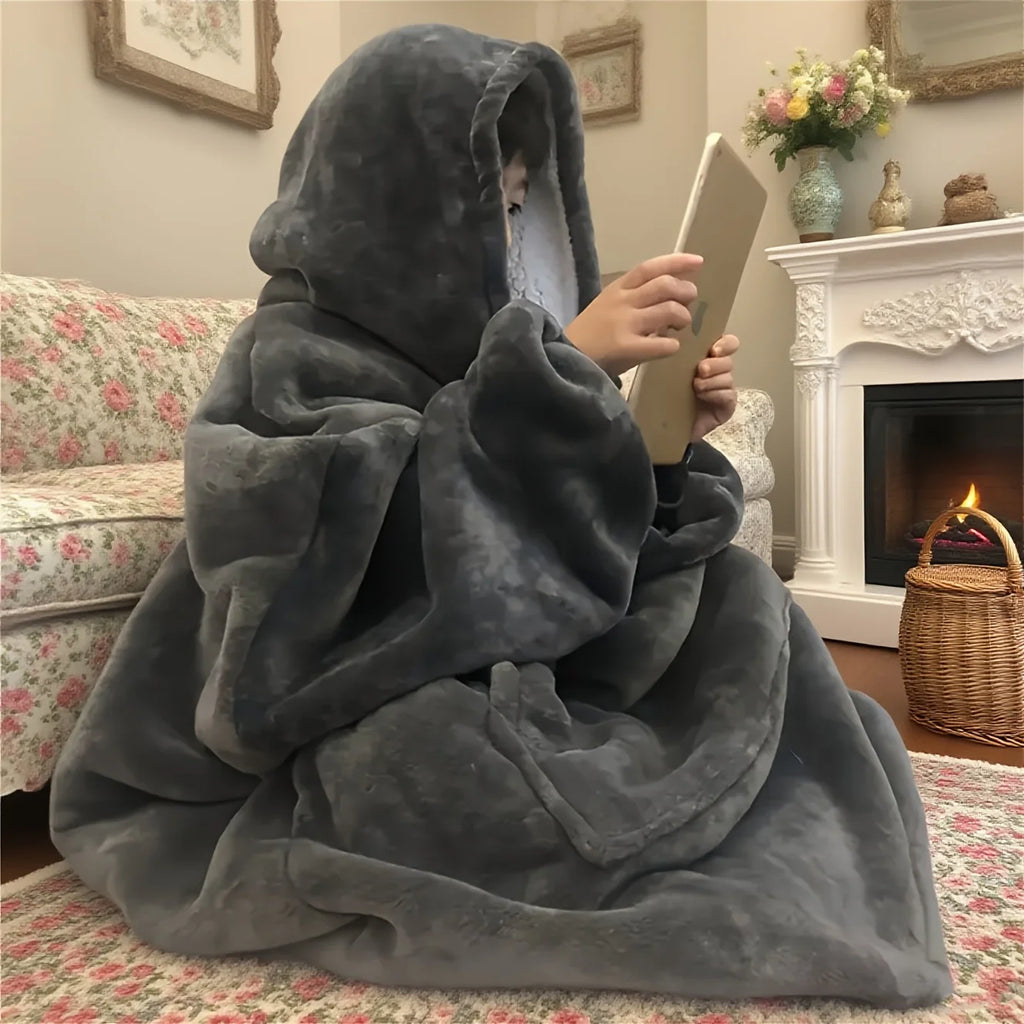 Cozy Oversized Reversible Fleece Hoodie Blanket - Soft Plush Wearable Sweatshirt with Kangaroo Pocket,Oversized Hoodie Blanket Oasis Select