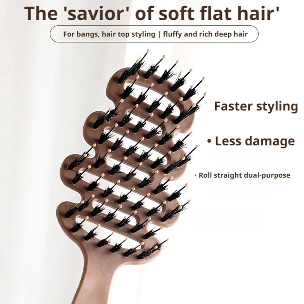 2 PCS Anti-Static Hair Comb Pig Bristle Detangler Professional Salon Comb for Black Hair And Wigs Shampoo Brush Detangling Comb Oasis Select