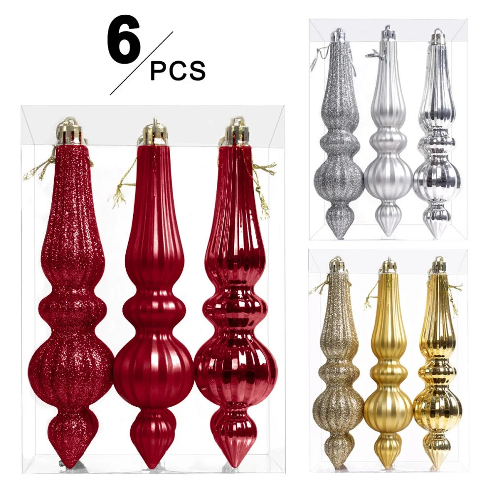 6-Piece Glitter Electroplated Christmas Tree Ornaments Set