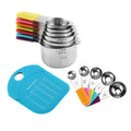 WISH Simply Gourmet Measuring Cups And Spoons Set, Stainless Steel, Stackable, Fits Narrow Jars, 13-Piece Oasis Select As Shown