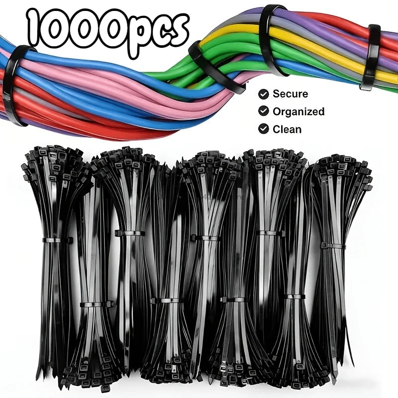 100Pcs Nylon Cable Ties Adjustable Self-locking Ties Straps Uv Resistant Plastic Wire Ties for Home Office Cord Management Oasis Select
