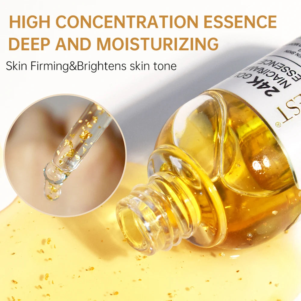 24k Gold Niacinamide Face Serum Whitening Moisturizing Dark Spot Removal Hyaluronic Acid Rejuvenation Facial Serum Skin Care Oasis Select
