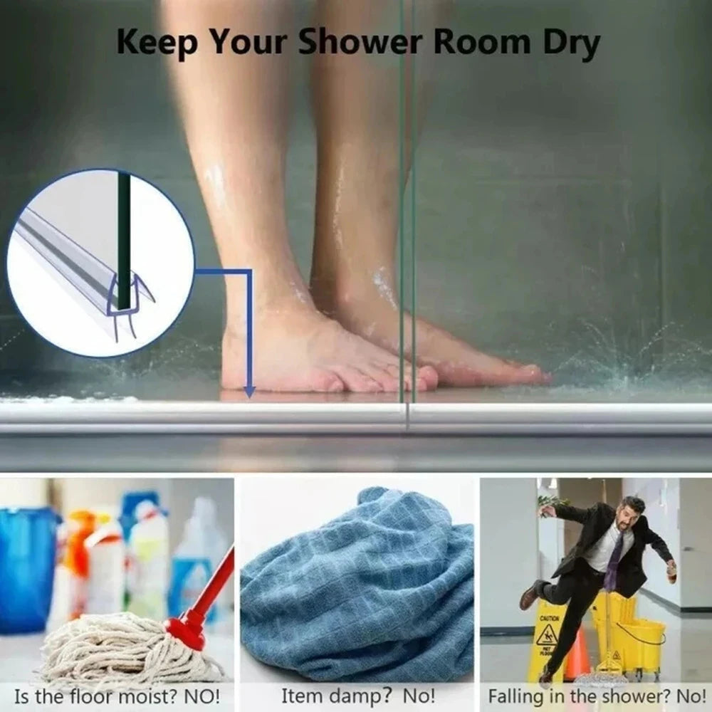20mm Shower Screen Seal Strip PVC Frameless Glass Door Bottom Weather Stripping Seal Sweep Glue-free Bathroom Hardware For 4-6mm Oasis Select