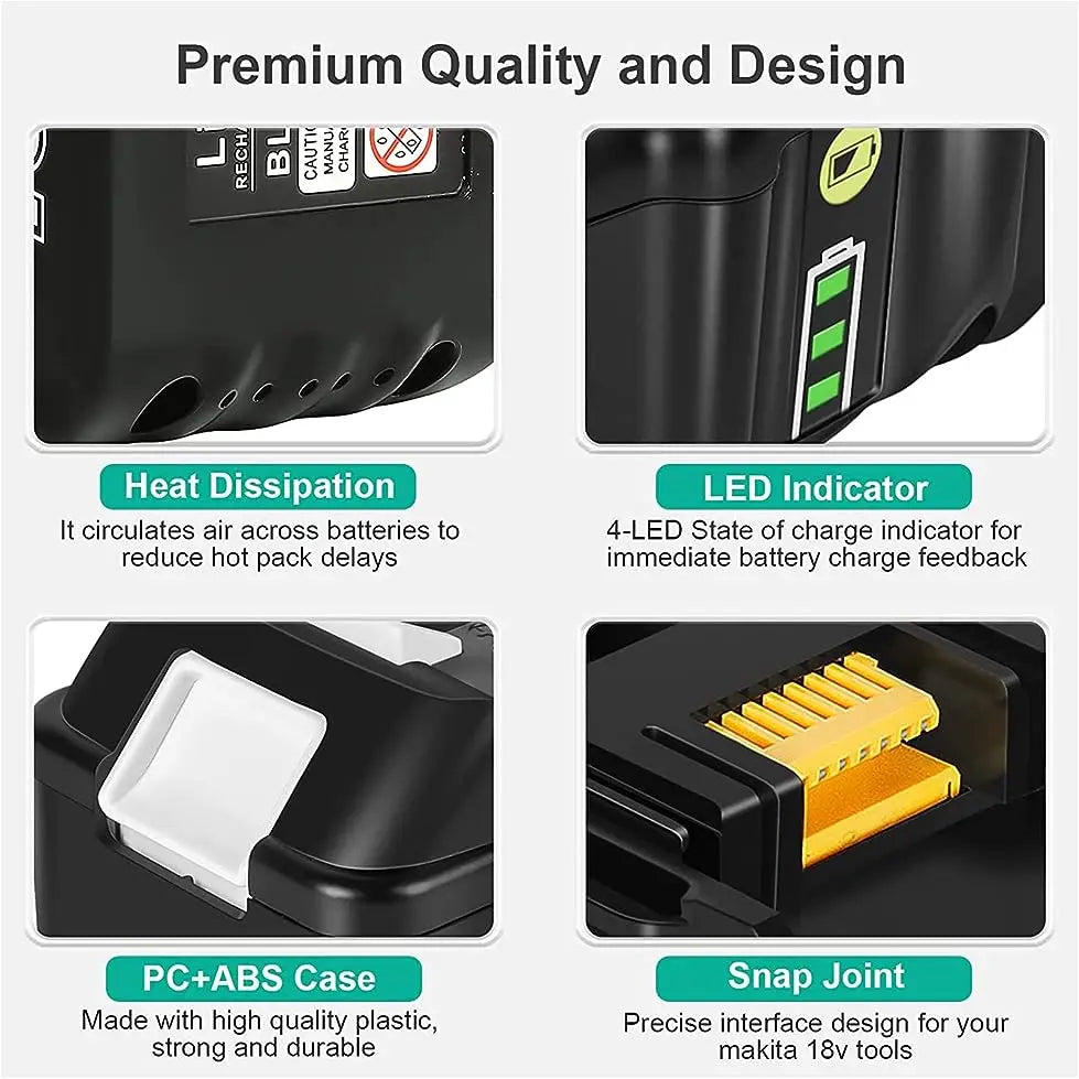 Battery 18V For Makita BL1860 BL1850B BL1850 BL1840 BL1830 Screwdriver Battery Charger 18V Replacement Power Tool Batteries lxt Oasis Select