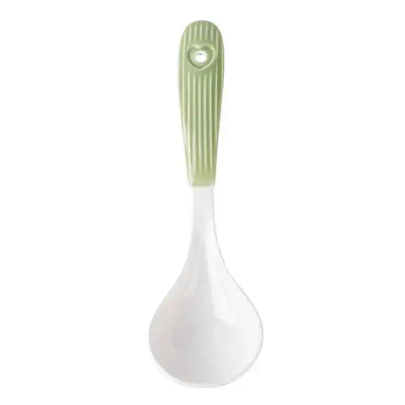 Heart Ceramic Spoon Thickened Handle Non-Scalding Large Soup Spoon Porridge Spoon Rice Spoon Tablespoon Kitchen Tablewear Oasis Select