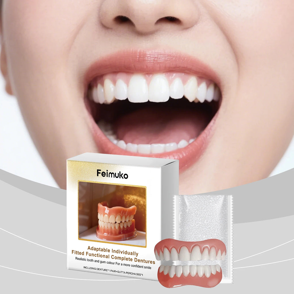 FEIMUKO Silicone Denture Reline Kit – Temp Upper & Lower Teeth Silicone Denture Kit Oasis Select