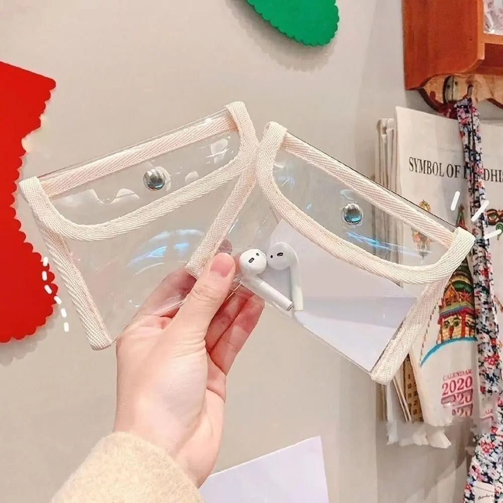 2PCS Clear Toiletry Pouch PVC Waterproof Snap Button Women Travel Gym Bathroom Makeup Organizer Portable Easy Clean Oasis Select