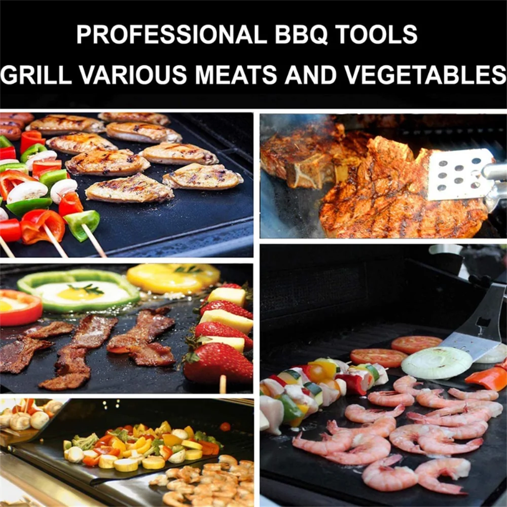 BBQ Grill Mat Non-stick Mat Heat Resistant Grill Mat Outdoor Baking Reusable Barbecue Party Mat 40x33cm Grill Accessories Oasis Select