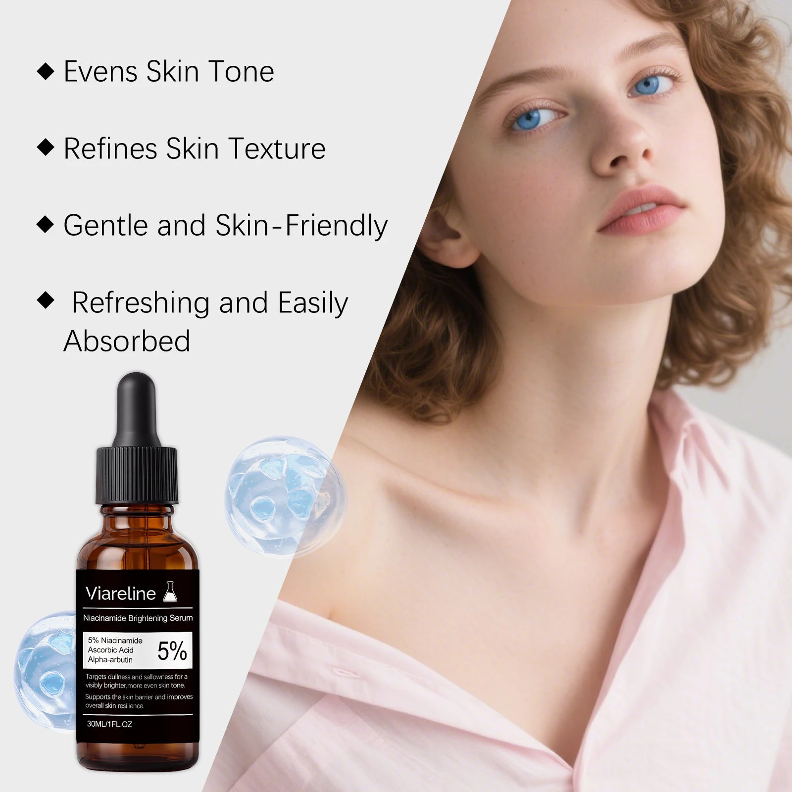 Viareline 5% Niacinamide Serum – Fade Dark Spots & Brighten Face Brightening Serum Oasis Select