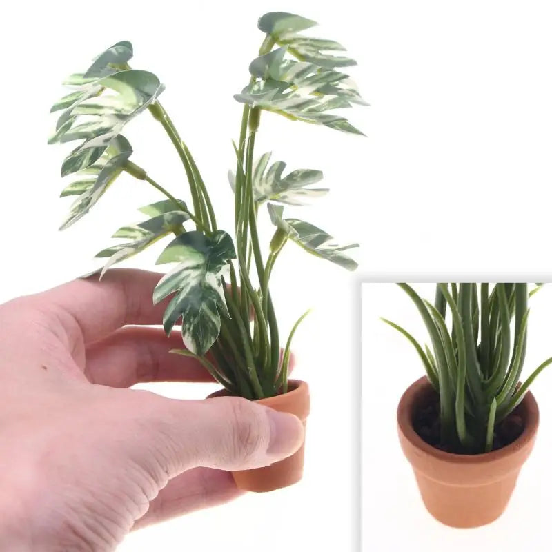 1/12 Scale Dollhouse Miniature Monstera Plant Potted Home Decoration Bonsai Garden Model Oasis Select