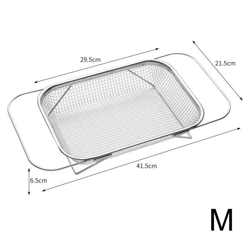 1PCS Stainless Steel Drain Basket Kitchen Sink Retractable Vegetable Washing Basin Drain Rack Tableware Drain Rack Oasis Select M