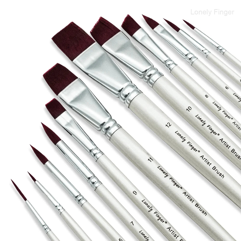 Synthetic Hair Face Paint Brushes 12pcs Professional Watercolor Paint Brushes Set for Painting Oasis Select 12pcs White Face