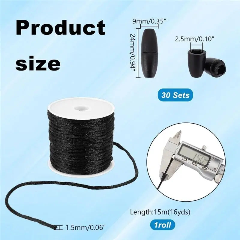 LIKE WISH Lanyard Breakaway Buckle, 24Mm Black Bead Barrel Connector Closure Buckle For DIY Necklace Bracelet Jewelry Making Eas Oasis Select