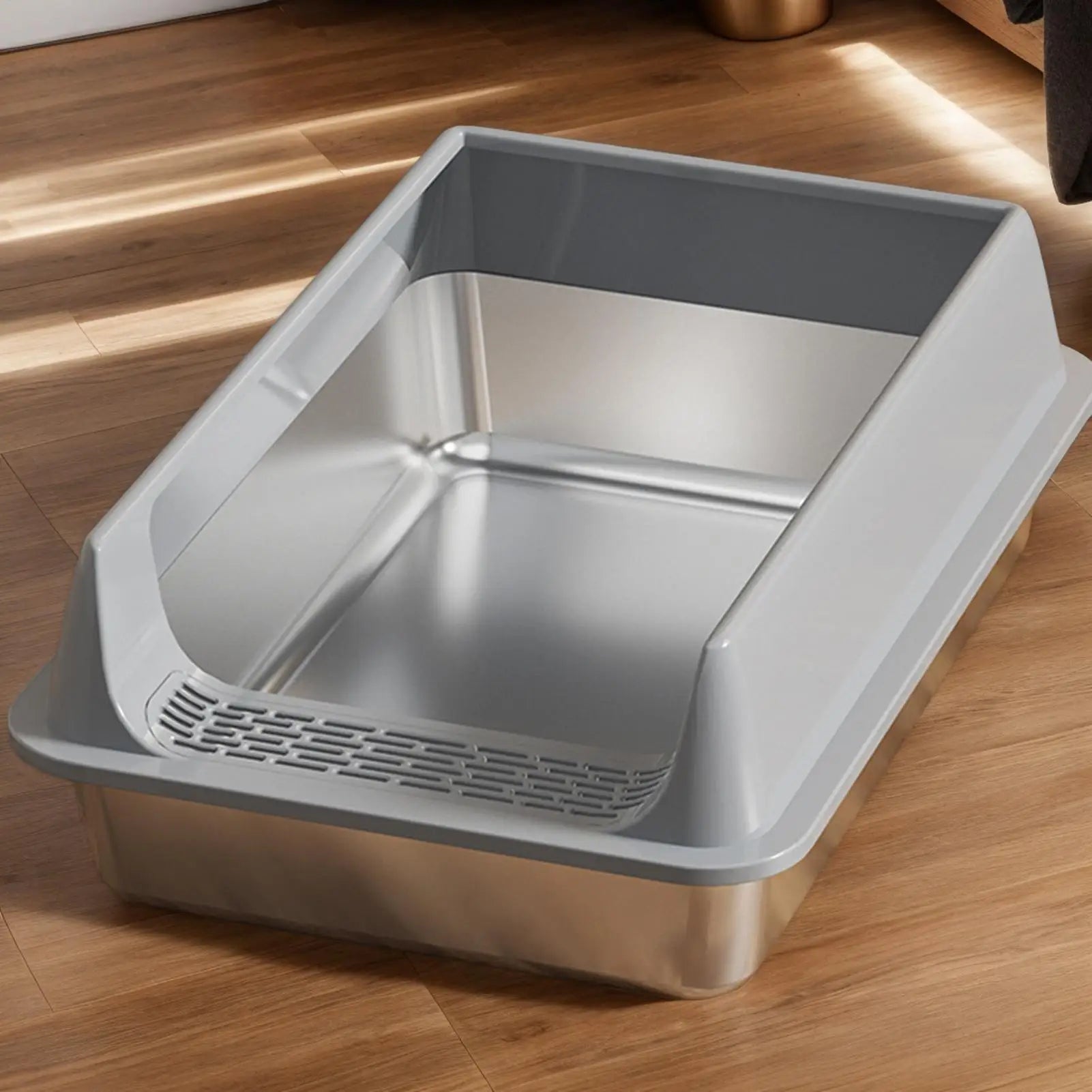 Litter Box for Cats Deepen Pet Litter Box Semi-Enclosed Deepened Cat Toilet with Scoop for Dormitory Apartment Living Room Car Oasis Select